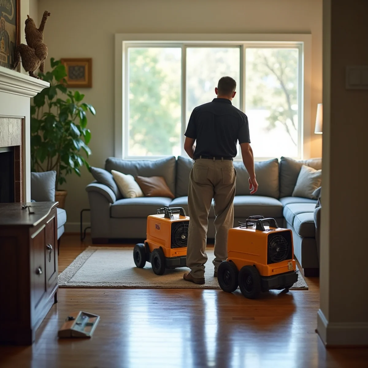 Water damage restoration crew responding to a burst pipe in a Colfax home